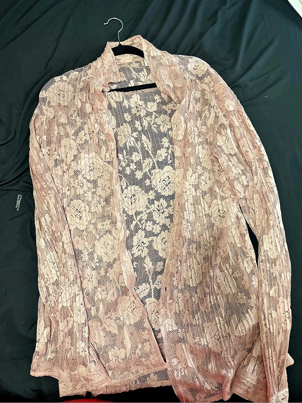 Floral Lace Blouse in Pink & Black Like New
